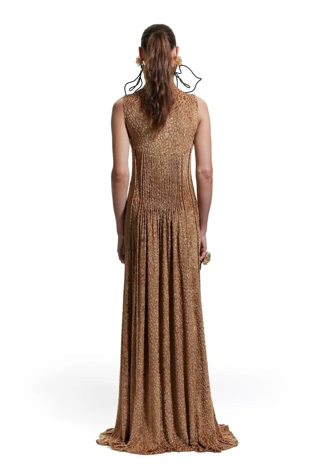 Long Brown Jacquard Minipleat Dress Brown Women Bimba Y Lola Bimba Y Palomo Long Brown Jacquard Minipleat Dress Brown Women Bimba Y Lola Bimba Y Palomo