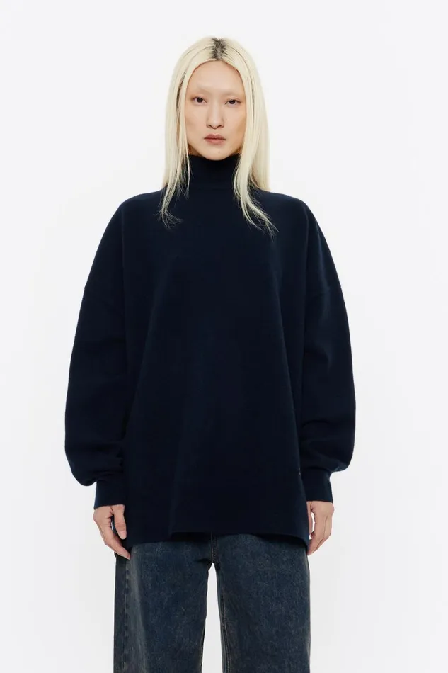 Long Navy Blue High Neck Sweater Navy Women Bimba Y Lola Knitwear