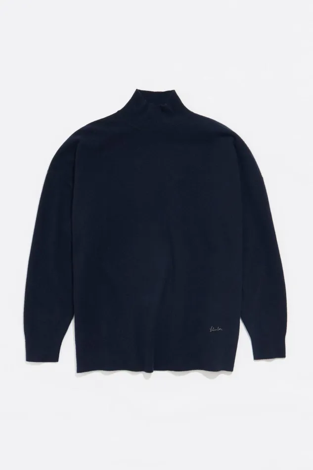 Long Navy Blue High Neck Sweater Navy Women Bimba Y Lola Knitwear Long Navy Blue High Neck Sweater Navy Women Bimba Y Lola Knitwear
