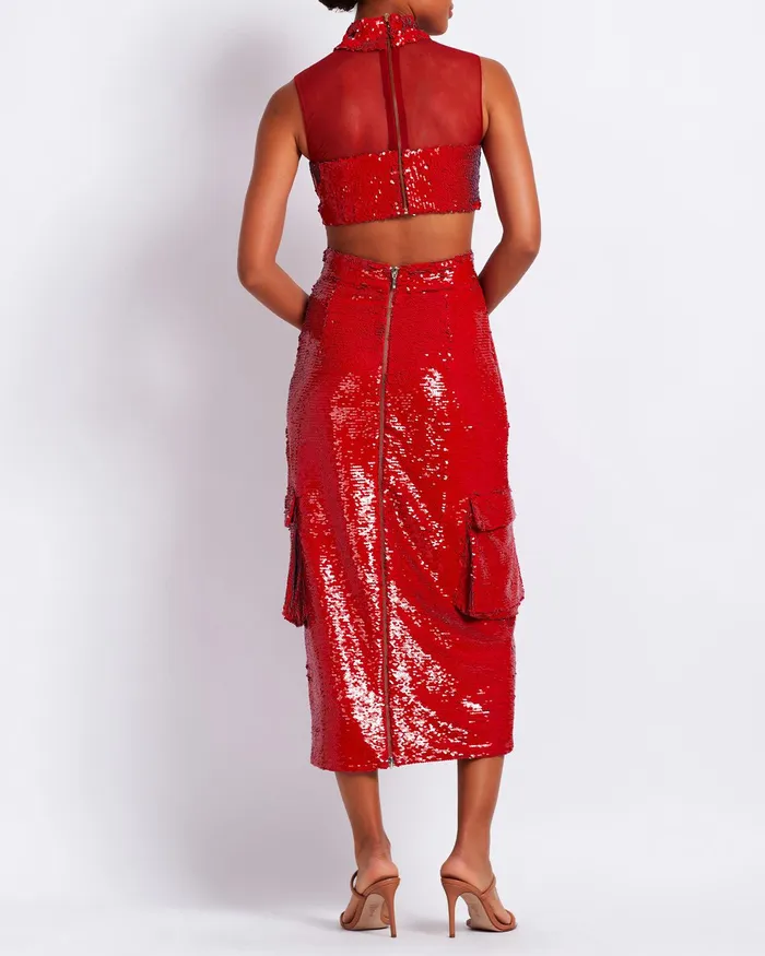 Matching Sets Women PatBO Sequin Cargo Midi Skirt