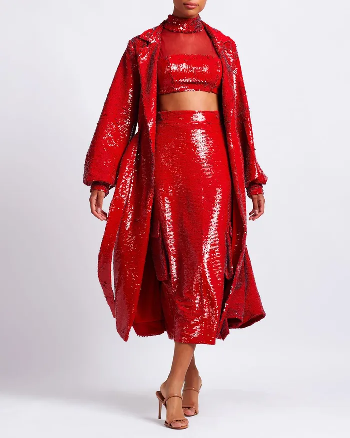 Matching Sets Women PatBO Sequin Cargo Midi Skirt
