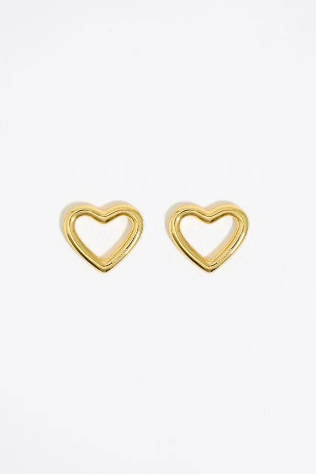 Medium Gold Heart Earrings Gold Women Bimba Y Lola Jewelry