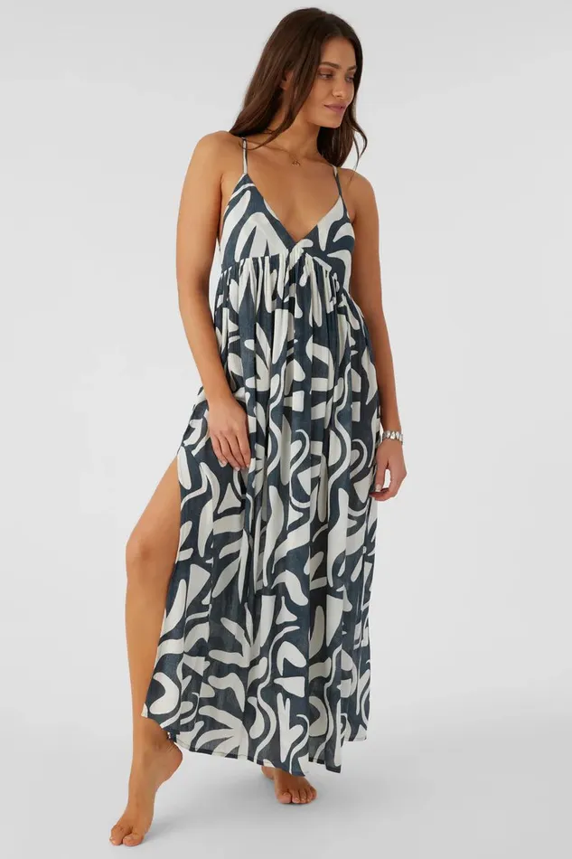 MEL MAXI BEACH HUT GEO SWIM COVERUP DRESS Slate Women O039NEILL Swim