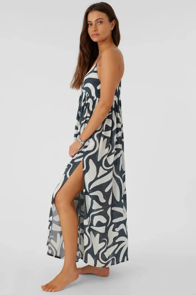 MEL MAXI BEACH HUT GEO SWIM COVERUP DRESS Slate Women O039NEILL Swim
