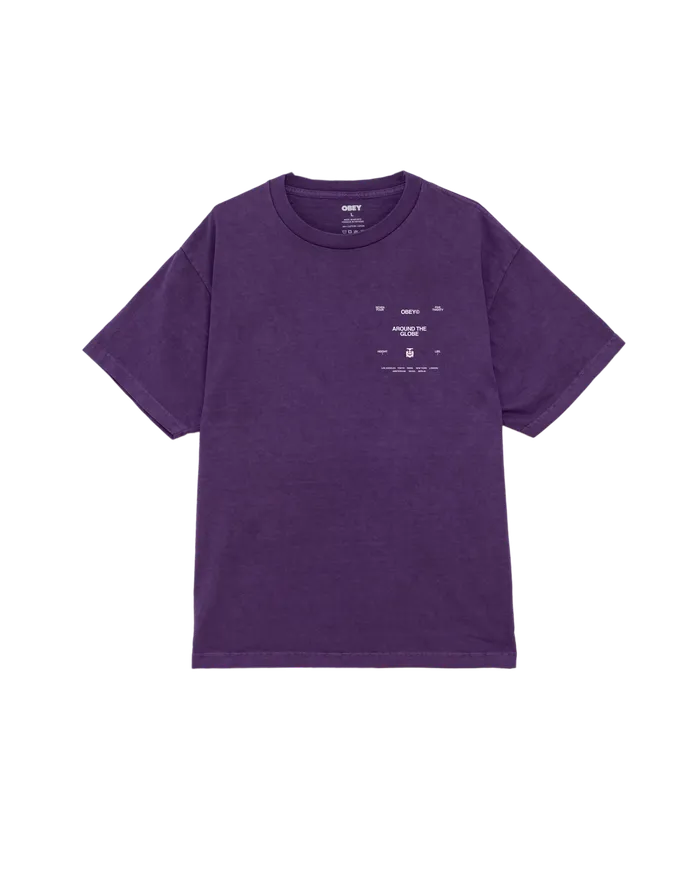 Men AROUND THE GLOBE PIGMENT TSHIRT Pigment Imperial Purple TSHIRTS OBEY Clothing
