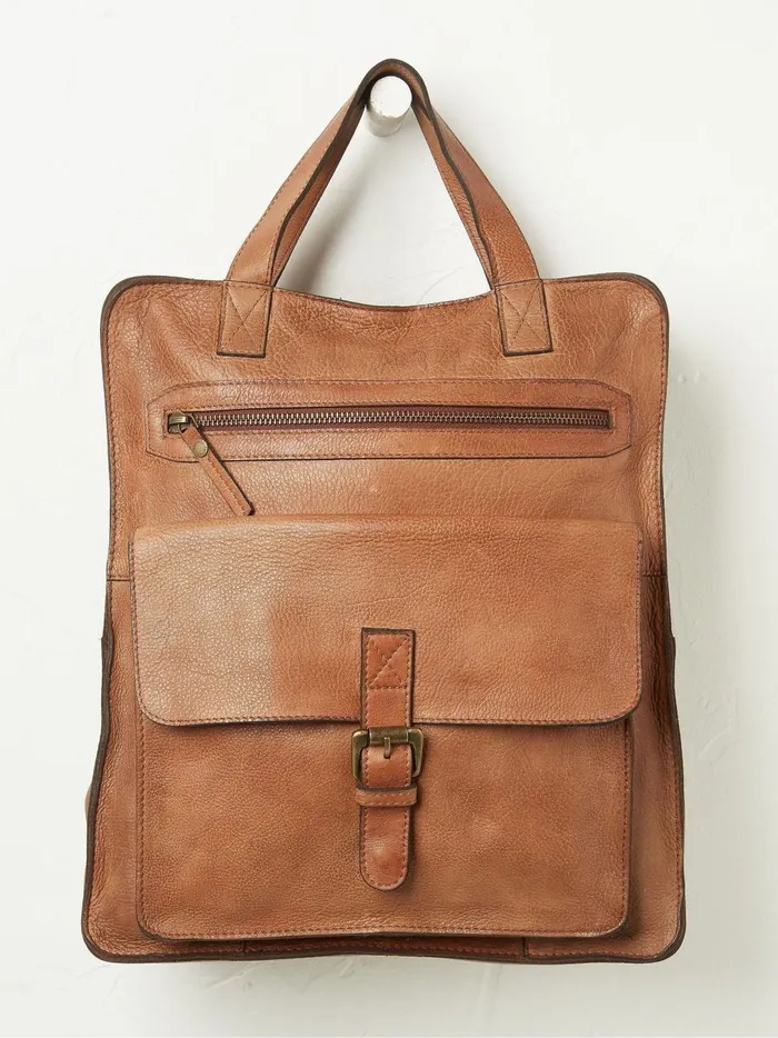 Men Bags and Wallets Fat Face Windsor Brown Leather Rucksack