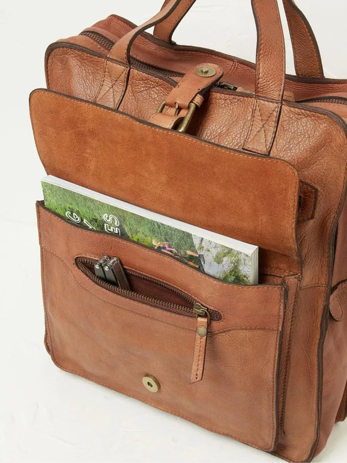 Men Bags and Wallets Fat Face Windsor Brown Leather Rucksack