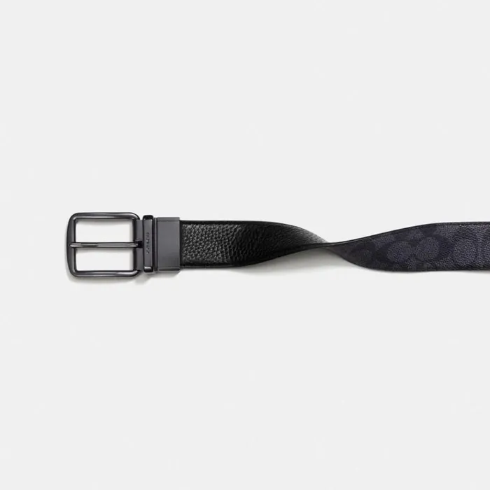 Men Belts Coach Harness Buckle Cut To Size Reversible Belt 38 Mm Charcoalblack