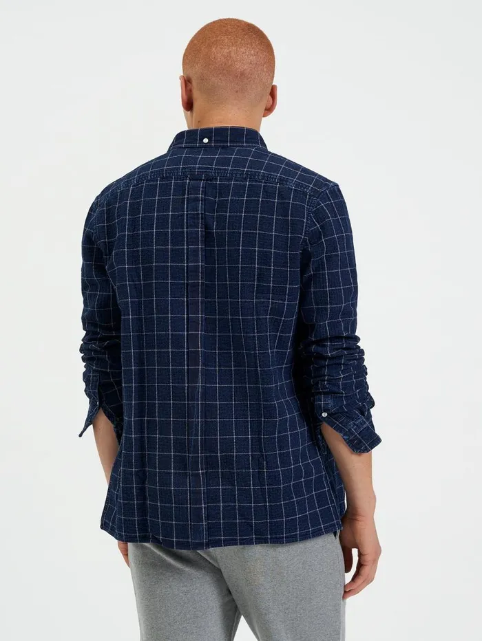 Men Ben Sherman Heritage Check Shirts Dalston Blues Beatnik Overshirt 8211 Indigo