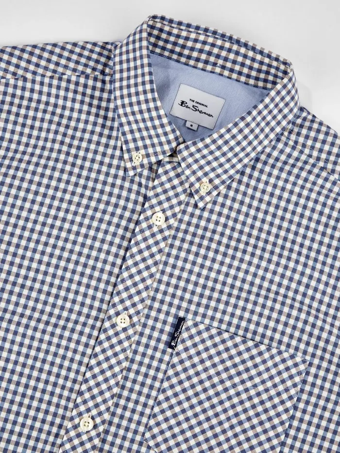 Men Ben Sherman Heritage Check Shirts Signature LongSleeve Gingham Shirt 8211 Persian Blue