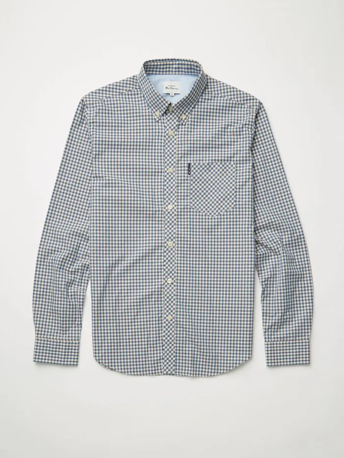 Men Ben Sherman Heritage Check Shirts Signature LongSleeve Gingham Shirt 8211 Persian Blue