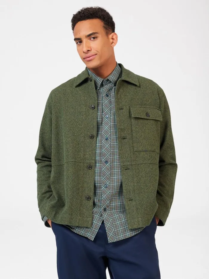 Men Ben Sherman Jackets and Outerwear Signature Casual Cotton Jacket 8211 Khaki
