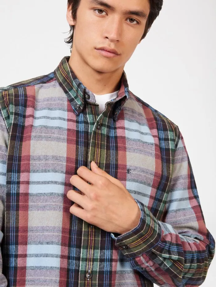 Men Ben Sherman Long Sleeve Shirts Brushed Multicolour Check Oxford Shirt Men Ben Sherman Long Sleeve Shirts Brushed Multicolour Check Oxford Shirt