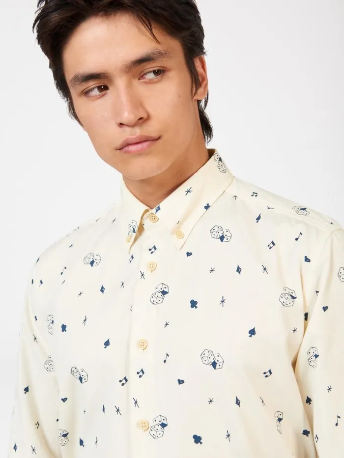 Men Ben Sherman Long Sleeve Shirts Conversational Icon Print Shirt