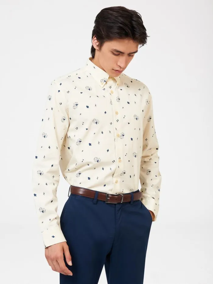 Men Ben Sherman Long Sleeve Shirts Conversational Icon Print Shirt Men Ben Sherman Long Sleeve Shirts Conversational Icon Print Shirt