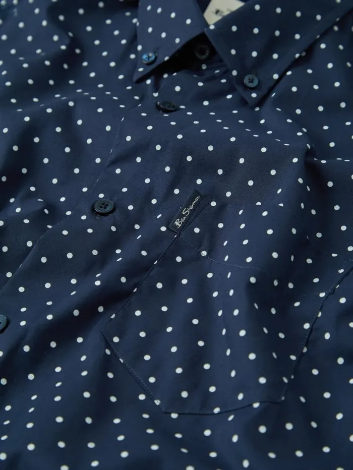 Men Ben Sherman Long Sleeve Shirts Navy Polka Dot Print LongSleeve Shirt Men Ben Sherman Long Sleeve Shirts Navy Polka Dot Print LongSleeve Shirt