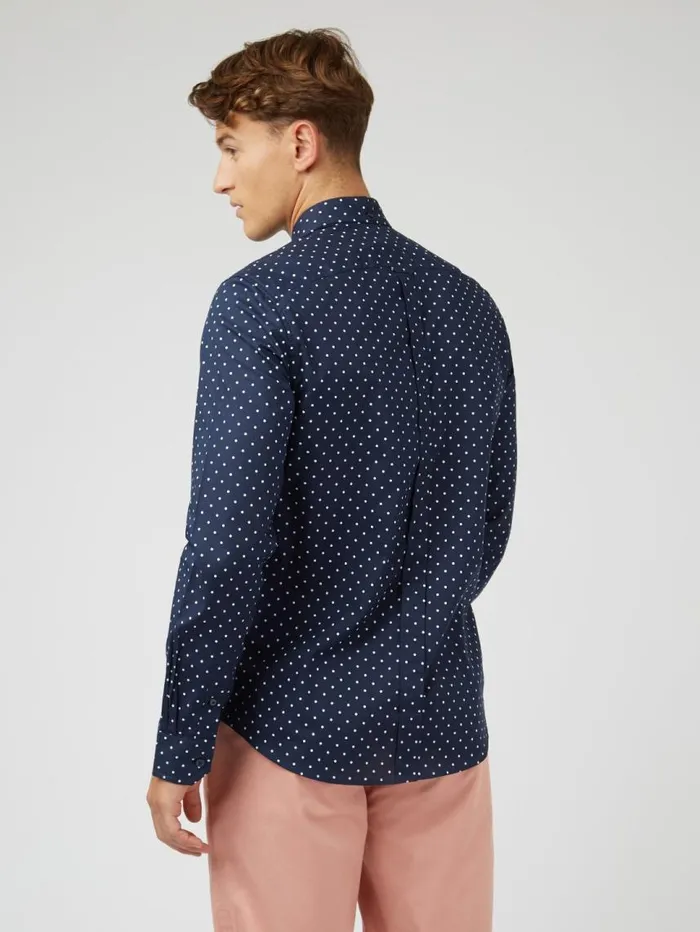 Men Ben Sherman Long Sleeve Shirts Navy Polka Dot Print LongSleeve Shirt Men Ben Sherman Long Sleeve Shirts Navy Polka Dot Print LongSleeve Shirt
