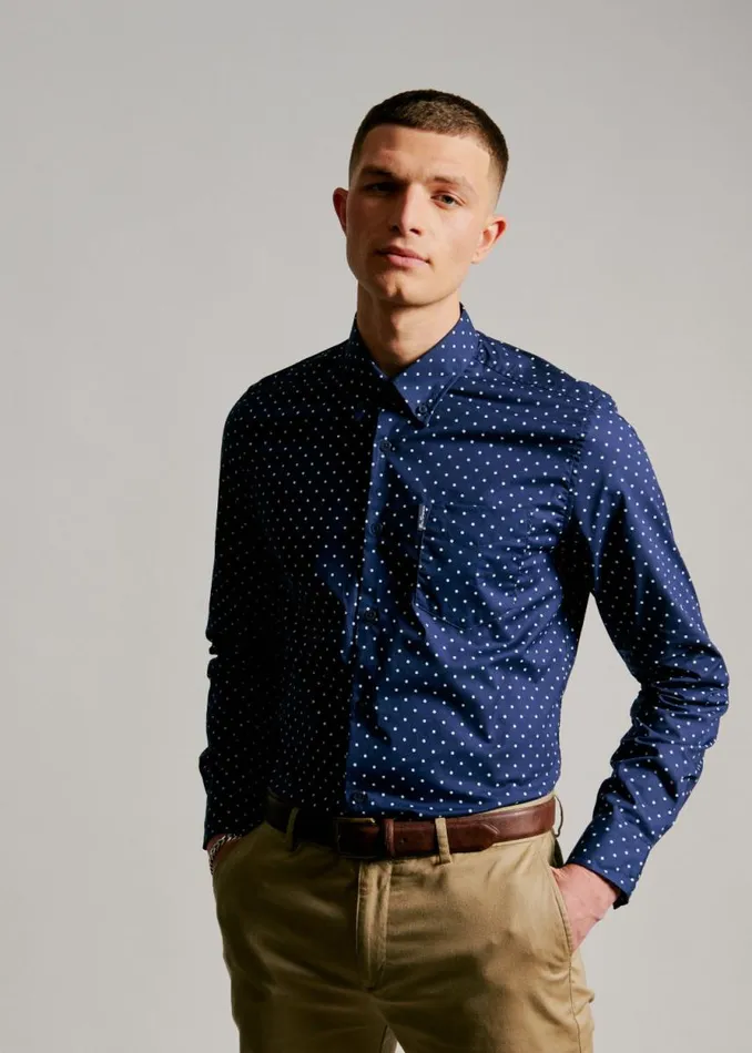 Men Ben Sherman Long Sleeve Shirts Navy Polka Dot Print LongSleeve Shirt Men Ben Sherman Long Sleeve Shirts Navy Polka Dot Print LongSleeve Shirt