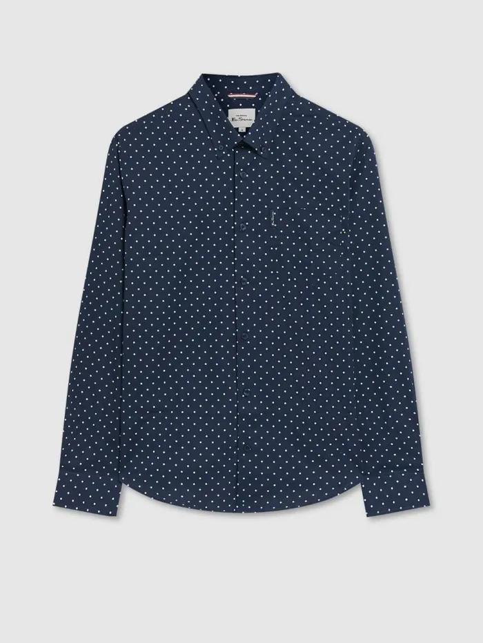 Men Ben Sherman Long Sleeve Shirts Navy Polka Dot Print LongSleeve Shirt Men Ben Sherman Long Sleeve Shirts Navy Polka Dot Print LongSleeve Shirt
