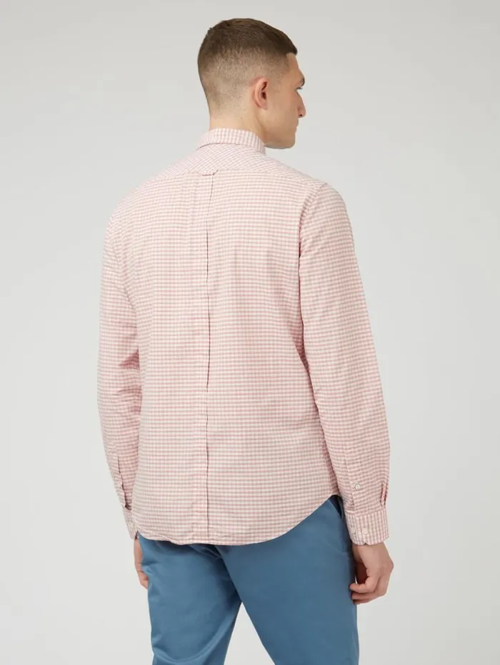 Men Ben Sherman Long Sleeve Shirts Signature Gingham LongSleeve Shirt 8211 Raspberry
