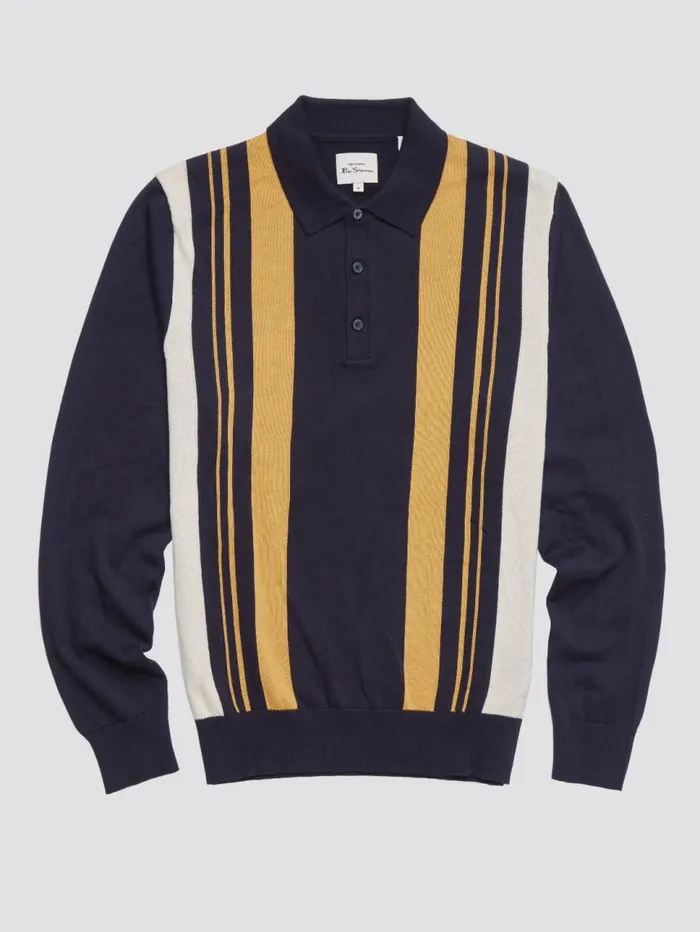 Men Ben Sherman Mod Knit Polos Signature Mod Knit Stripe Polo 8211 Marine Men Ben Sherman Mod Knit Polos Signature Mod Knit Stripe Polo 8211 Marine