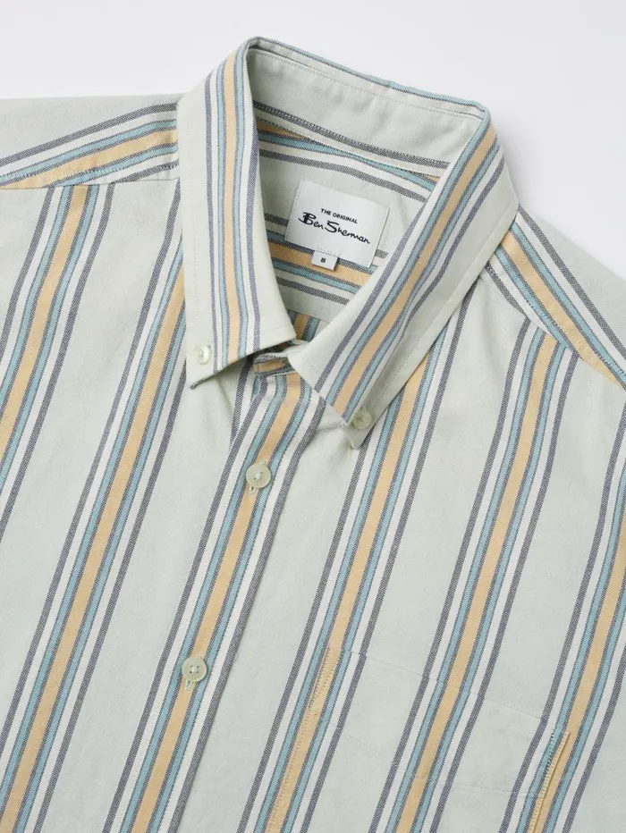 Men Ben Sherman Oxford Shirts Ivy Oxford Stripe ShortSleeve Shirt 8211 Eggshell Men Ben Sherman Oxford Shirts Ivy Oxford Stripe ShortSleeve Shirt 8211 Eggshell