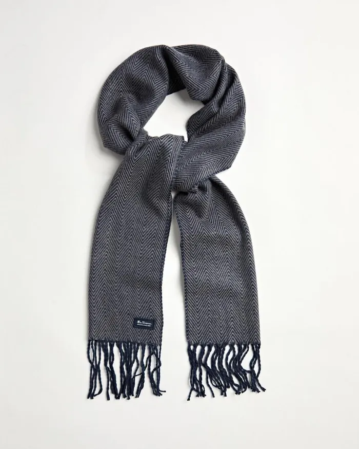 Men Ben Sherman Scarves and Cold Weather Herringbone Scarf 8211 Navy BlazerOdyssey Grey Men Ben Sherman Scarves and Cold Weather Herringbone Scarf 8211 Navy BlazerOdyssey Grey