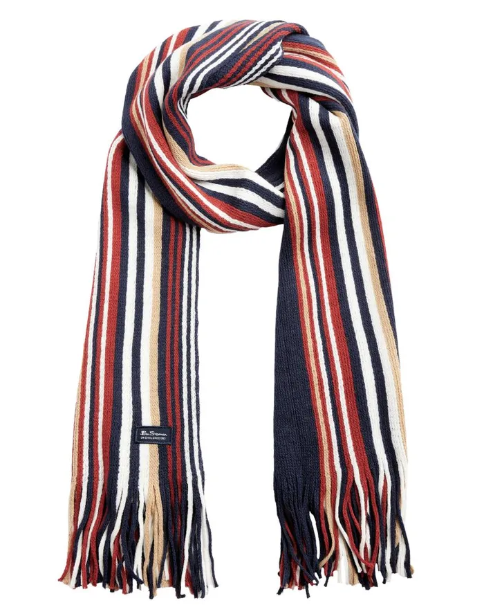 Men Ben Sherman Scarves and Cold Weather Rochelle Knit Scarf 8211 Navy BlazerCornstalkSunDried Tomato Men Ben Sherman Scarves and Cold Weather Rochelle Knit Scarf 8211 Navy BlazerCornstalkSunDried Tomato