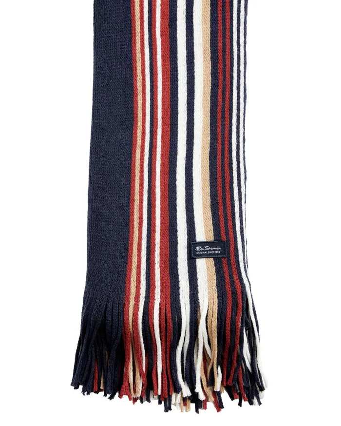 Men Ben Sherman Scarves and Cold Weather Rochelle Knit Scarf 8211 Navy BlazerCornstalkSunDried Tomato