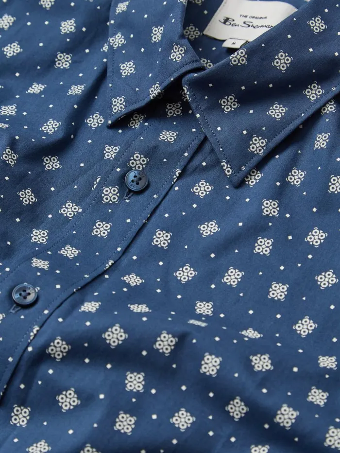 Men Ben Sherman Short Sleeve Shirts Scatter Print ShortSleeve Shirt 8211 Dark Blue Men Ben Sherman Short Sleeve Shirts Scatter Print ShortSleeve Shirt 8211 Dark Blue