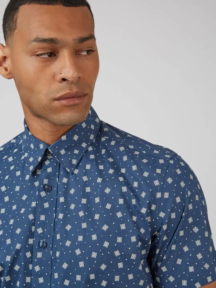 Men Ben Sherman Short Sleeve Shirts Scatter Print ShortSleeve Shirt 8211 Dark Blue Men Ben Sherman Short Sleeve Shirts Scatter Print ShortSleeve Shirt 8211 Dark Blue
