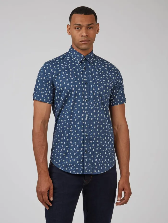 Men Ben Sherman Short Sleeve Shirts Scatter Print ShortSleeve Shirt 8211 Dark Blue Men Ben Sherman Short Sleeve Shirts Scatter Print ShortSleeve Shirt 8211 Dark Blue