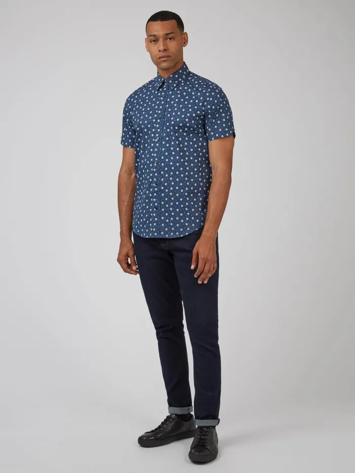 Men Ben Sherman Short Sleeve Shirts Scatter Print ShortSleeve Shirt 8211 Dark Blue Men Ben Sherman Short Sleeve Shirts Scatter Print ShortSleeve Shirt 8211 Dark Blue