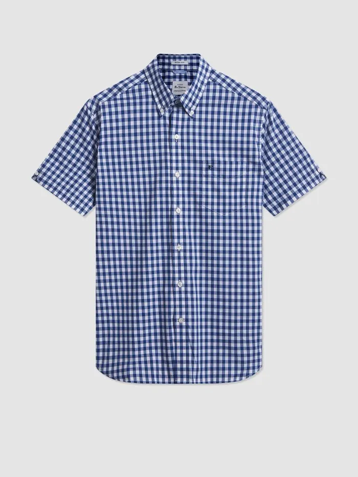 Men Ben Sherman Short Sleeve Shirts Short Sleeve House Poplin Gingham Shirt 8211 Navy Men Ben Sherman Short Sleeve Shirts Short Sleeve House Poplin Gingham Shirt 8211 Navy