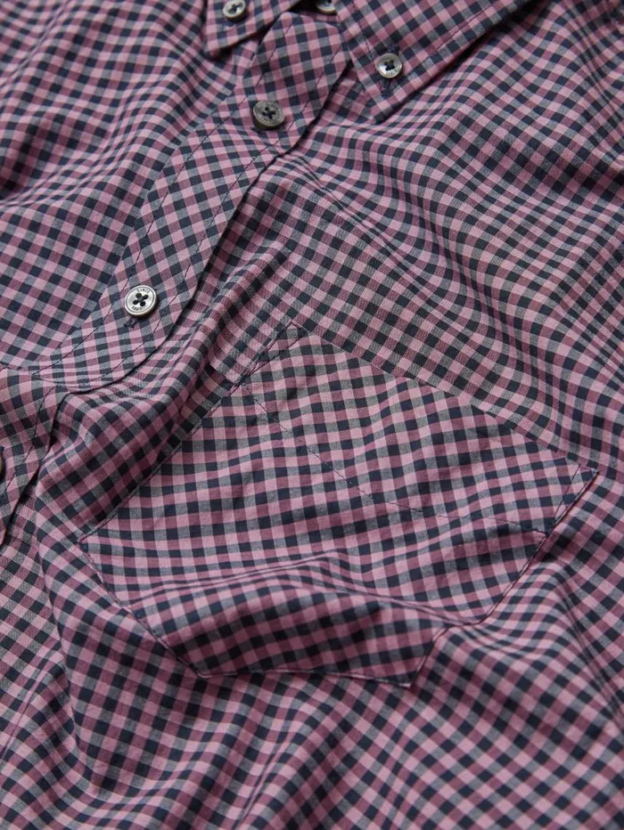 Men Ben Sherman Short Sleeve Shirts Signature ShortSleeve Gingham Shirt 8211 Violet