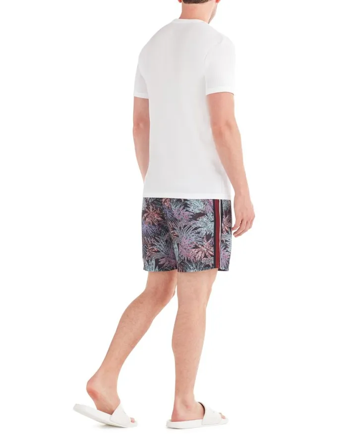 Men Ben Sherman Shorts La Concha Paisley Print Swim Short 8211 BlackBlueSoft Coral