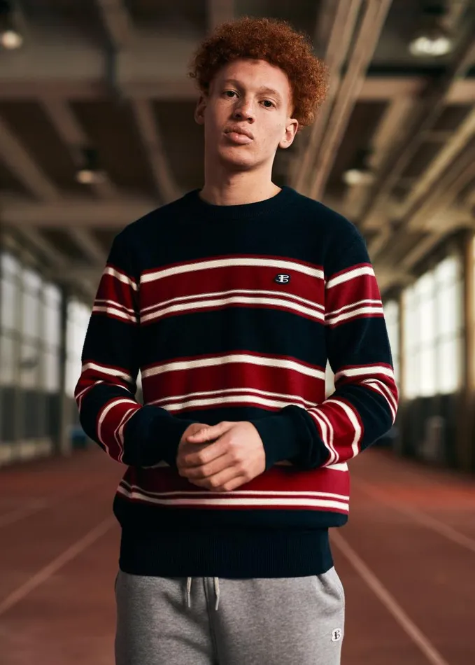 Men Ben Sherman Sweaters and Knits B By Striped Chunky Knit Sweater 8211 Navy Men Ben Sherman Sweaters and Knits B By Striped Chunky Knit Sweater 8211 Navy