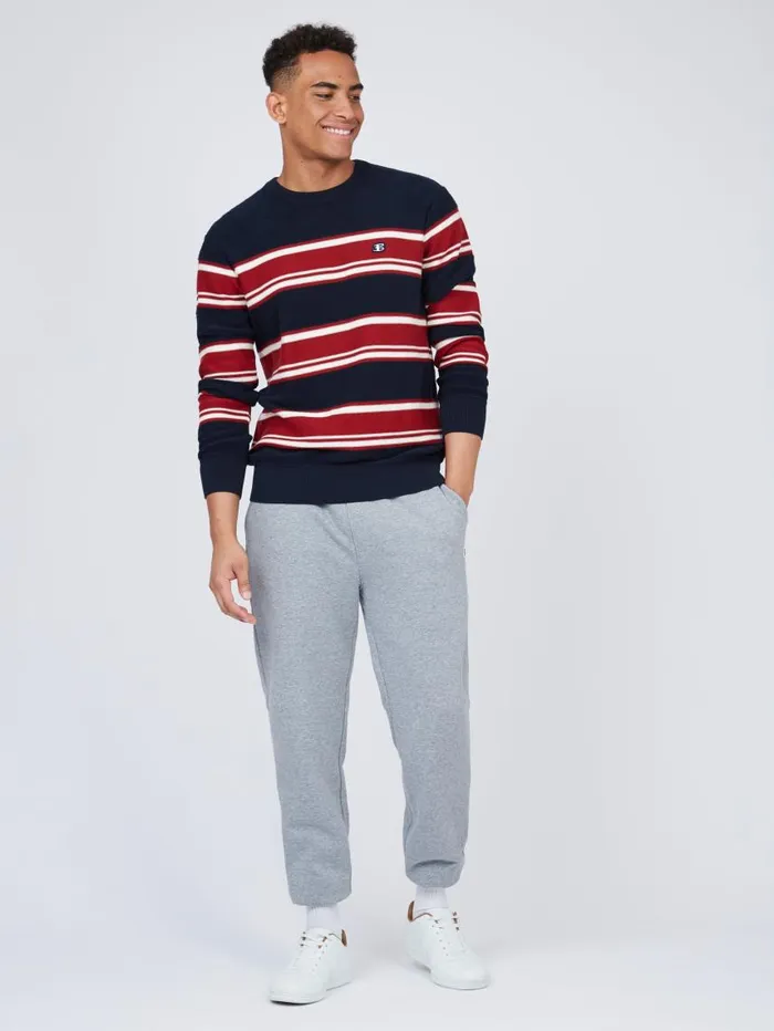 Men Ben Sherman Sweaters and Knits B By Striped Chunky Knit Sweater 8211 Navy