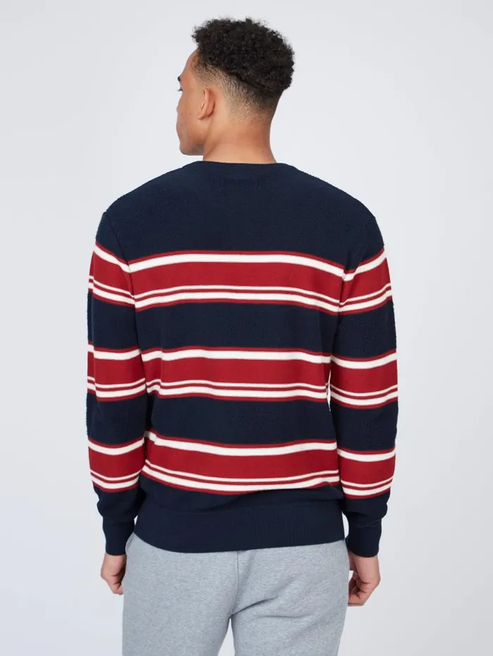 Men Ben Sherman Sweaters and Knits B By Striped Chunky Knit Sweater 8211 Navy
