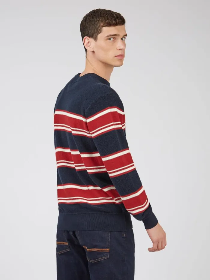 Men Ben Sherman Sweaters and Knits B By Striped Chunky Knit Sweater 8211 Navy
