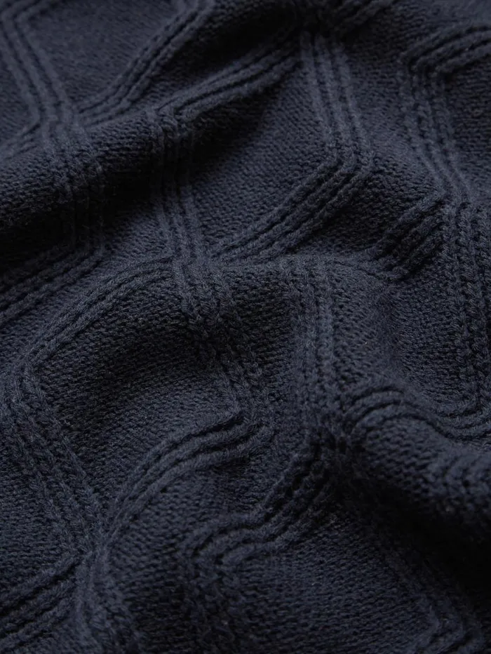 Men Ben Sherman Sweaters and Knits Chunky CableKnit Crewneck Sweater 8211 Navy