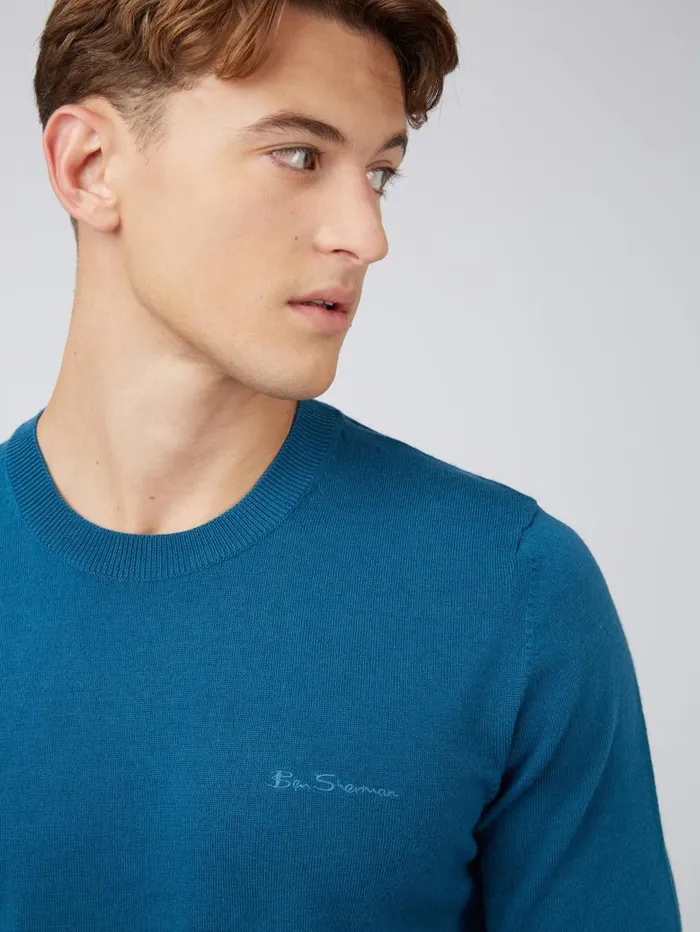 Men Ben Sherman Sweaters and Knits Signature Knit Crewneck Sweater 8211 Dark Teal Men Ben Sherman Sweaters and Knits Signature Knit Crewneck Sweater 8211 Dark Teal