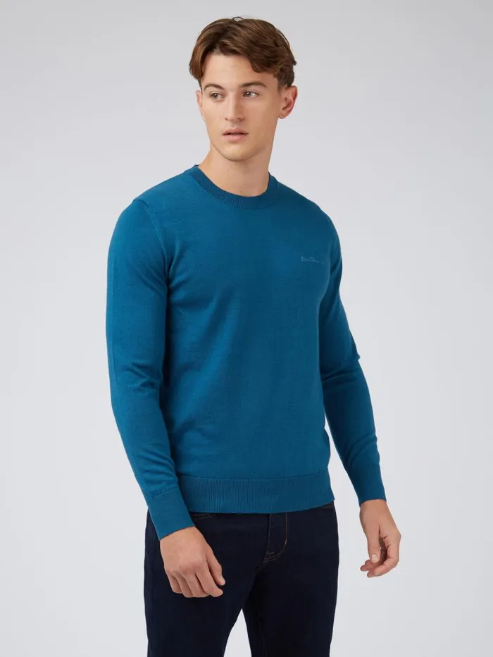 Men Ben Sherman Sweaters and Knits Signature Knit Crewneck Sweater 8211 Dark Teal
