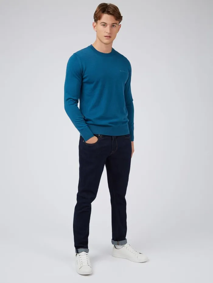 Men Ben Sherman Sweaters and Knits Signature Knit Crewneck Sweater 8211 Dark Teal