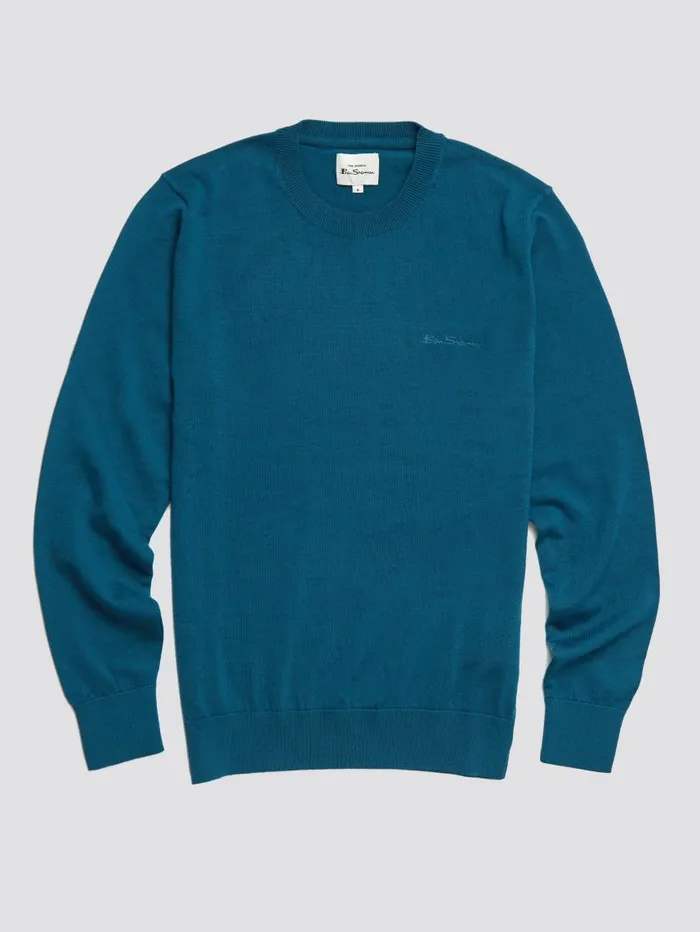 Men Ben Sherman Sweaters and Knits Signature Knit Crewneck Sweater 8211 Dark Teal