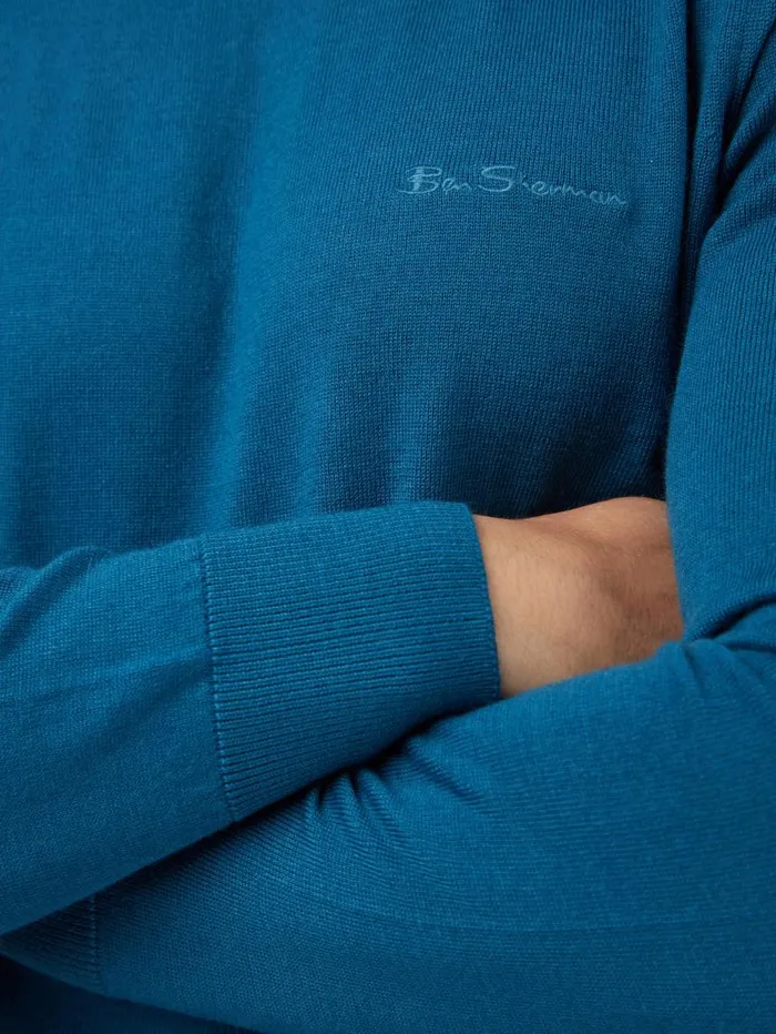Men Ben Sherman Sweaters and Knits Signature Knit Crewneck Sweater 8211 Dark Teal
