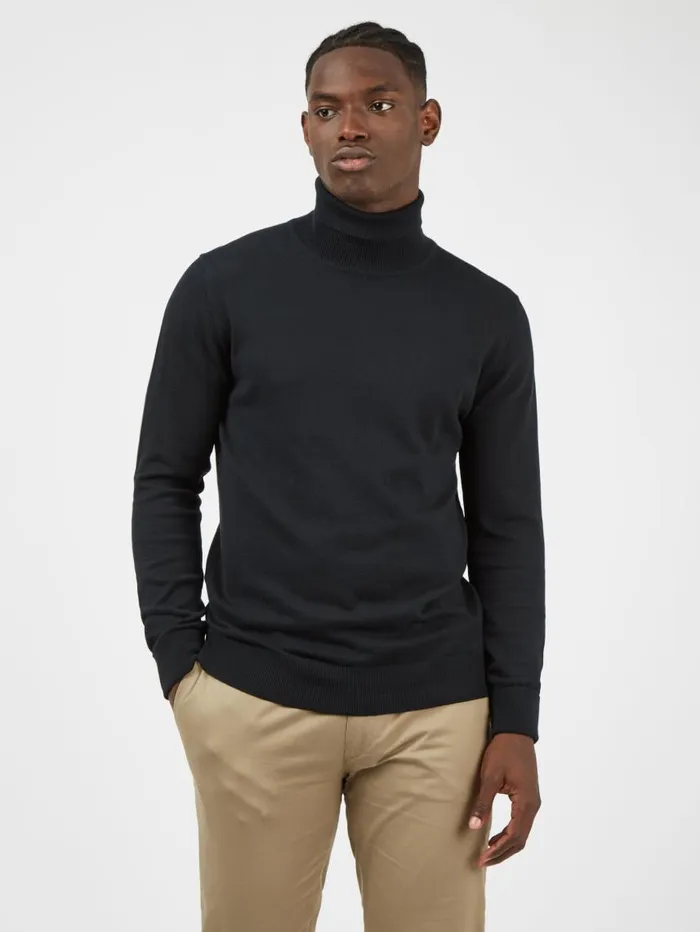Men Ben Sherman Sweaters and Knits Signature Knit RollNeck Sweater 8211 Black