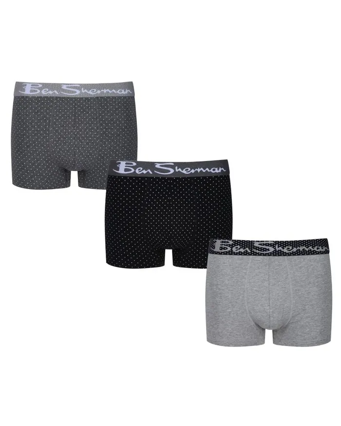 Men Ben Sherman Underwear Giles 3Pack Fitted NoFly BoxerBriefs 8211 Charcoal Grey MarlGrey MarlBlack Spot Men Ben Sherman Underwear Giles 3Pack Fitted NoFly BoxerBriefs 8211 Charcoal Grey MarlGrey MarlBlack Spot