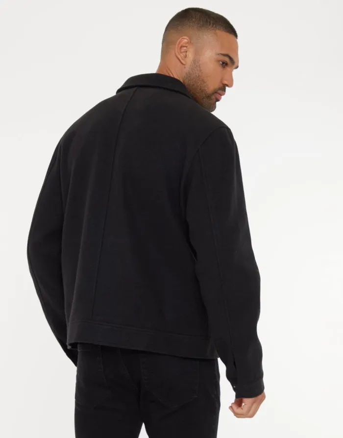 Men Black Brushed Button Up Shacket Threadbare Jackets Men Black Brushed Button Up Shacket Threadbare Jackets