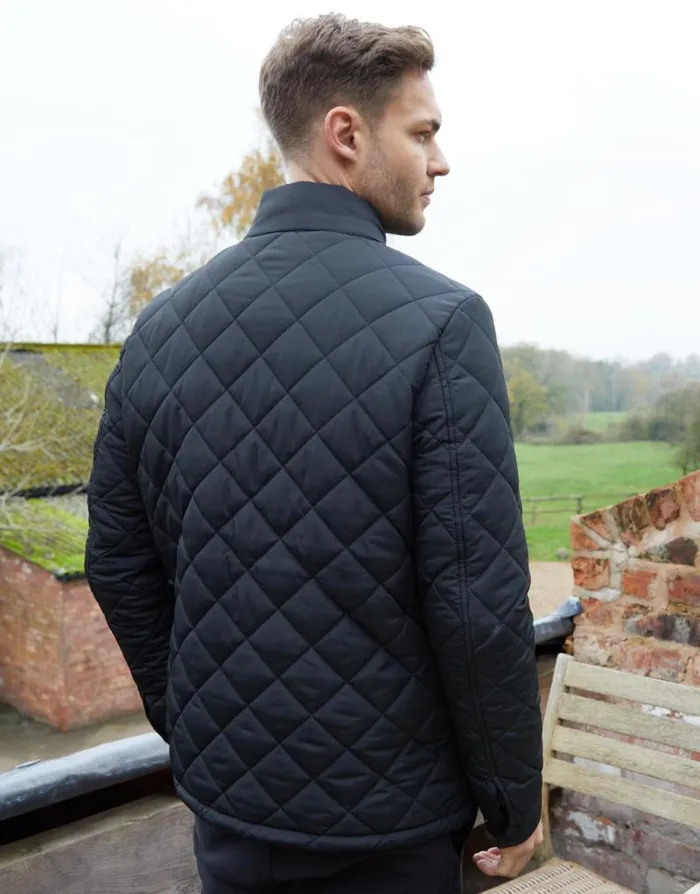 Men Black Funnel Neck Diamond Quilted Jacket Threadbare Jackets Men Black Funnel Neck Diamond Quilted Jacket Threadbare Jackets